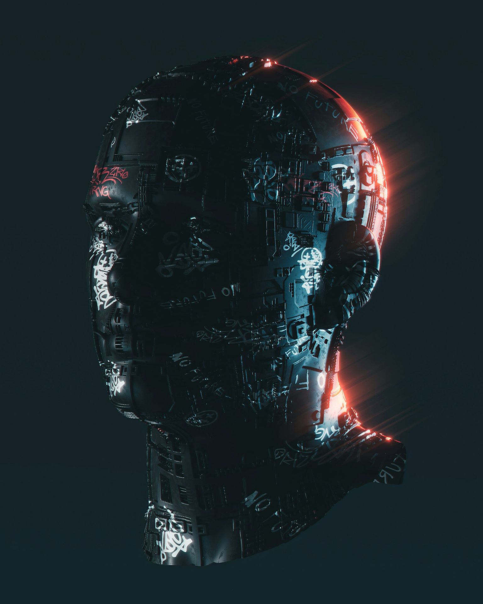 Hybrid intelligence a man's head with a glowing light coming out of it