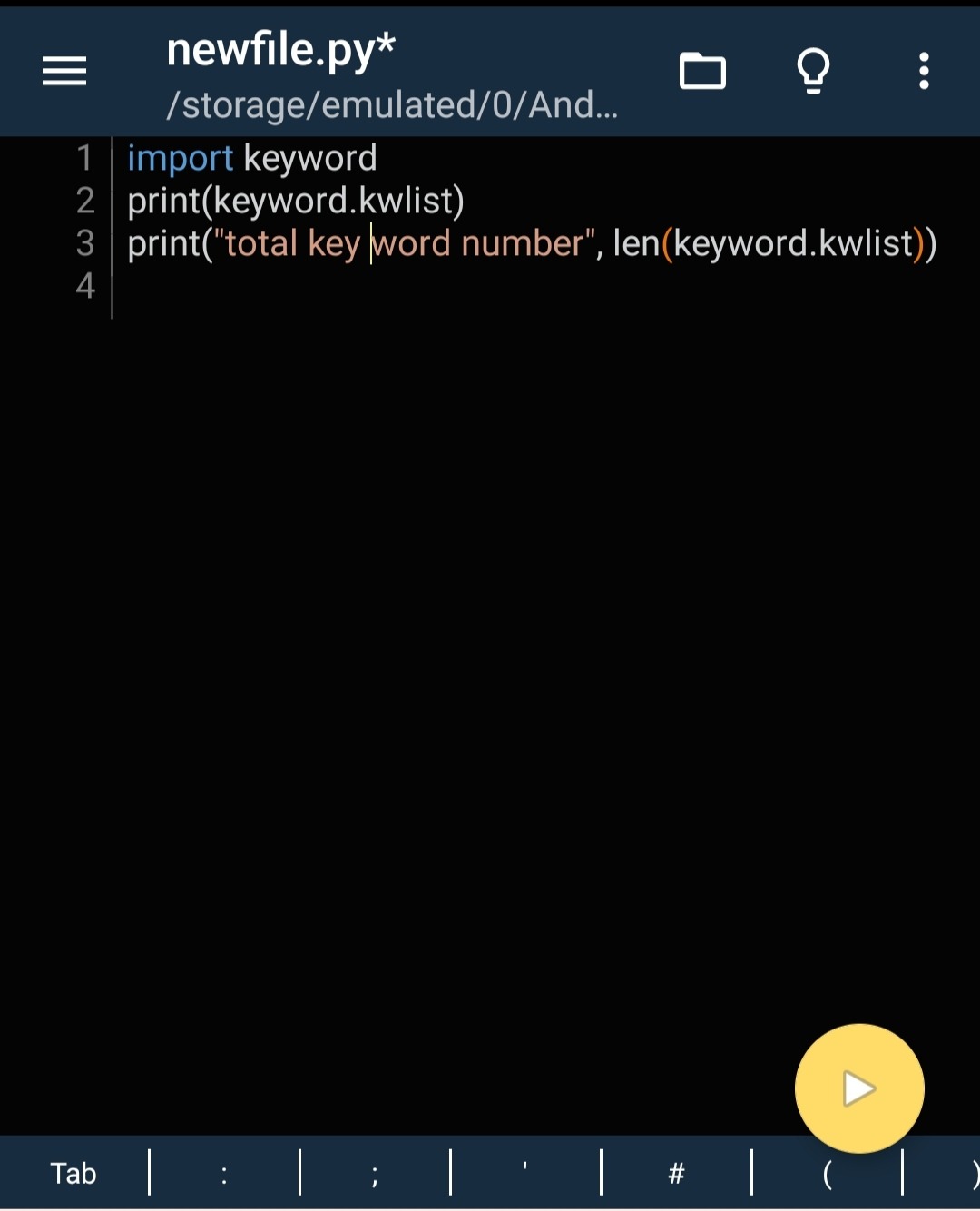 All 35 key word are listed by python code 